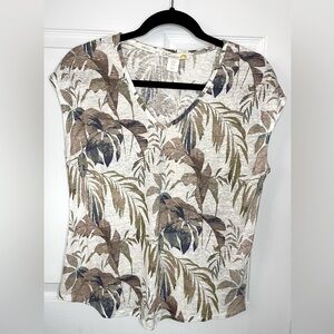 C&C CALIFORNIA Linen Short Sleeves V Neck Top Size XS
